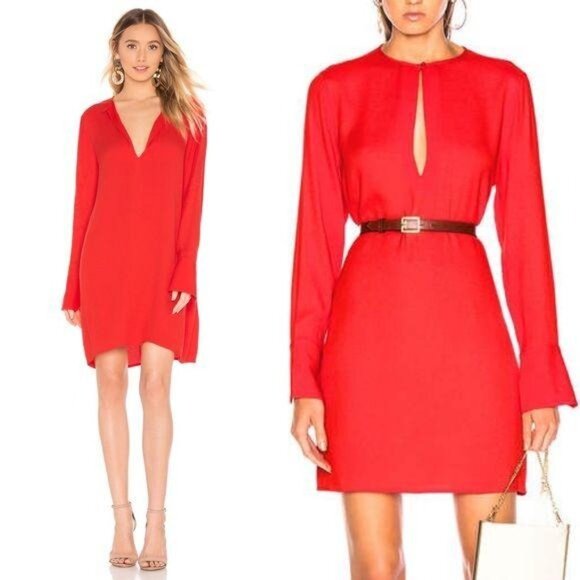 Equipment Bonnie Dress Size XS Blood Moon Red Orange Long Sleeve New - Picture 8 of 8